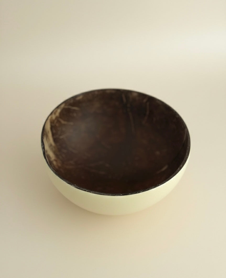 Hand Painted Ivory Coconut Shell Bowl